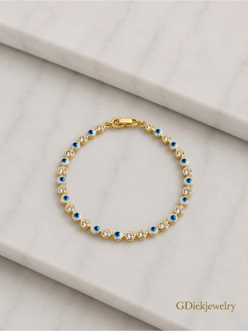 Goldfilled Evil Eye Bracelet in Blue